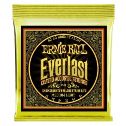 2556 Everlast Medium Light Coated 80/20 Bronze Acoustic Guitar Strings - 12-54 Gauge