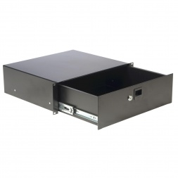 19" ящик для стеллажа - 3 единицы с ключевым замком Черная сталь