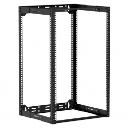 19" в глубину регулируемый стеллаж с открытой рамой - 18 единиц - 300 ~ 450 мм Черный