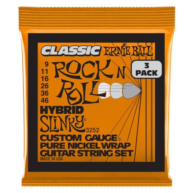 Hübriid Slinky Classic RnR Pure Nckl Elec Gtr Strings 3 Pk 9 46