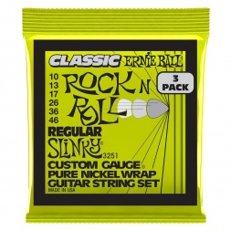 Regular Slinky Classic RnR Pure Nckl Elec Gtr Strings 3 Pk 10 46