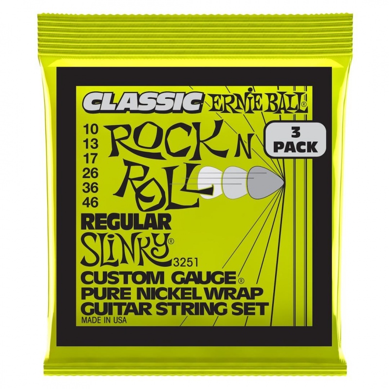 Tavaline Slinky Classic RnR Pure Nckl Elec Gtr Strings 3 Pk 10 46