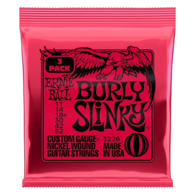Burly Slinky Nckl Wnd Elec Gtr Strings 3 Pk 11 52