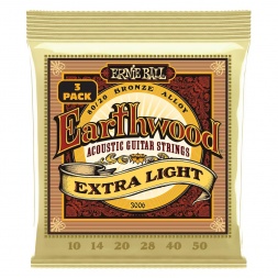 Erthwd Extra Light 8020 Brnz Ac Gtr Strings 3 Pk 10 50