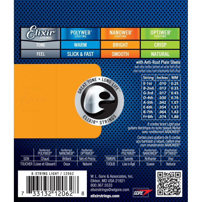 12062 Electric Nanoweb 8-String Light 10-74