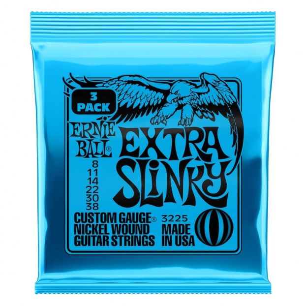 Extra Slinky Nckl Wnd Elec Gtr Strings 3 Pk 8 38