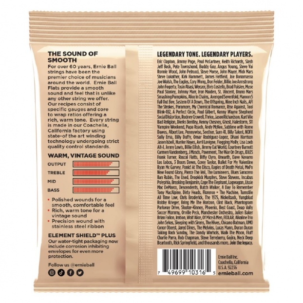 P02580 Ernie Ball Light Flatwound Electric Guitar Strings - 11-50 Gauge