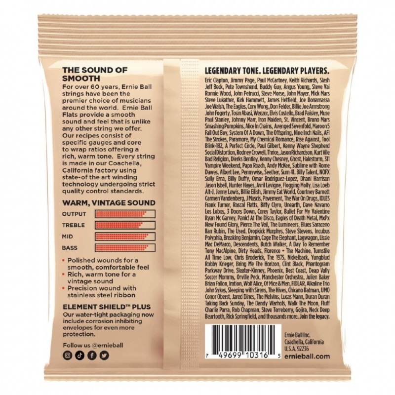 P02580 Ernie Ball Light Flatwound Electric Guitar Strings - 11-50 Gauge