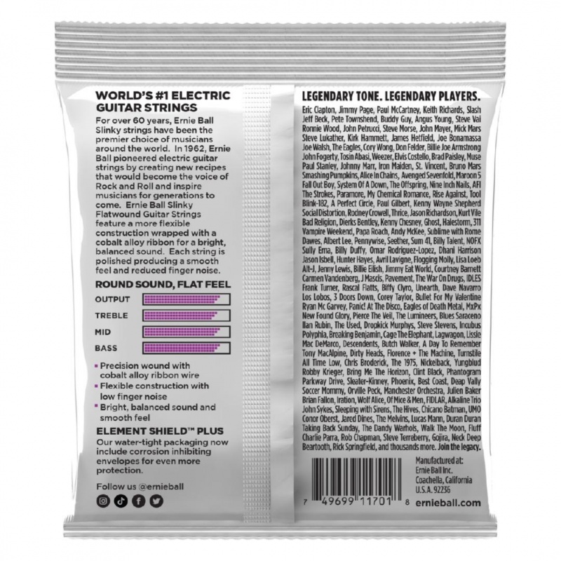 P02590 Power Slinky Flatwound Electric Guitar Strings - 11-48 gauge