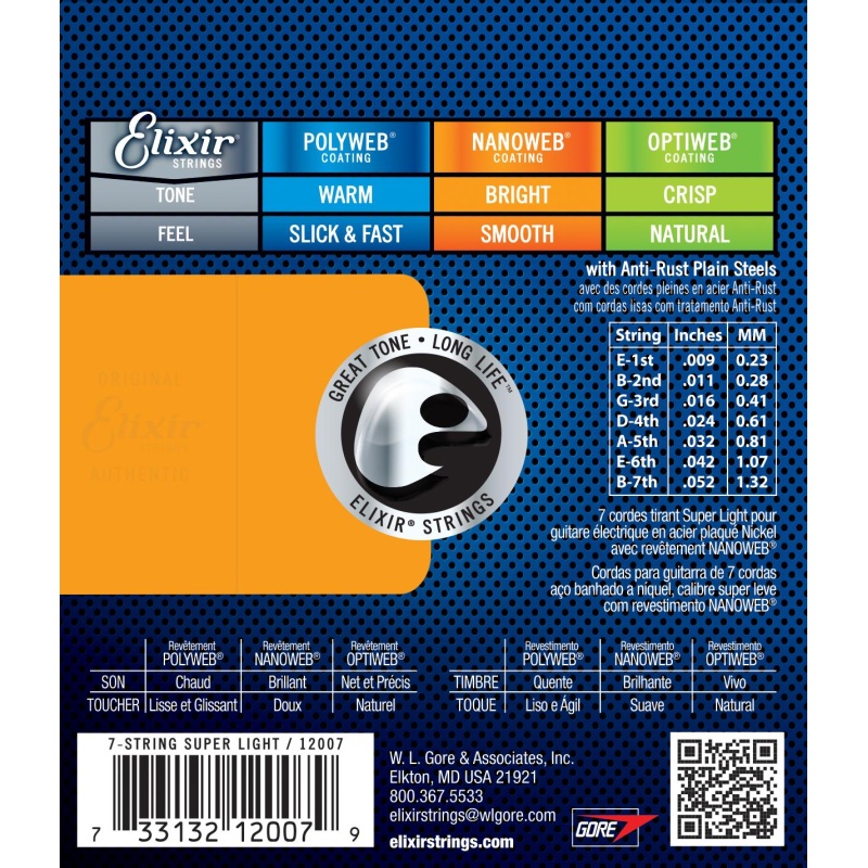 12007 Electric Nanoweb 7-String Super Light 09-52