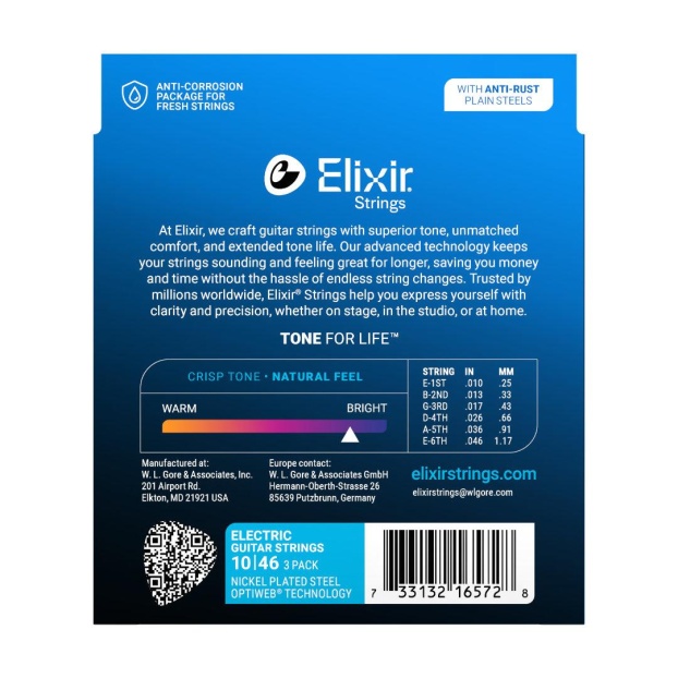 16572 Optiweb Electric Guitar Strings, 3-Pack 10-46